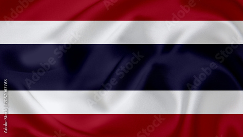 Beautifully waving Thailand national flag with realistic fabric texture finish