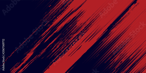 Obraz na plátně Halftone dots red and blue color pattern gradient grunge texture background