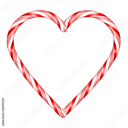 Candy cane Heart, glossy red and white peppermint Christmas clip art for party, holiday celebrations, posters, decorations for presents, Christmas tree toppers, ornaments, cards, journals. 