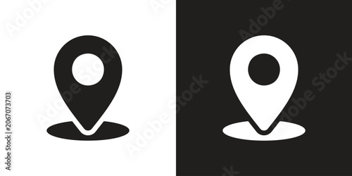 Vector Black And White Location Pin Icon
