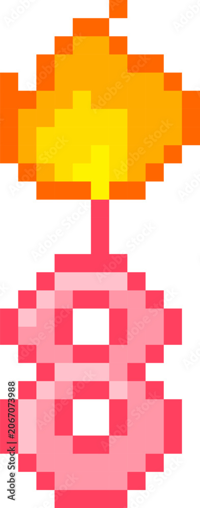 Fototapeta premium Candle Eight Burning Pixel Art