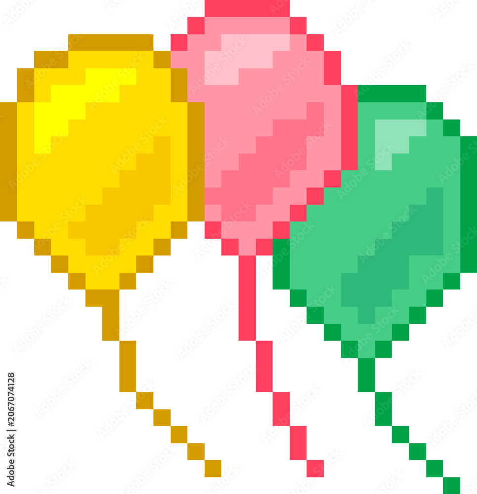 Fototapeta premium Balloon Trio Party Pixel Art