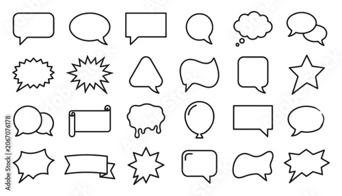 Cuadro en lienzo Collection of various comic speech bubbles and text frames