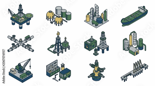 Isometric Industrial Machinery and Equipment Collection.