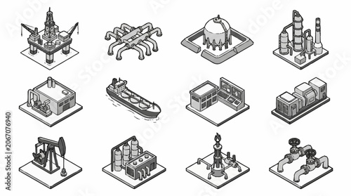 Isometric Industrial Equipment and Infrastructure Collection.