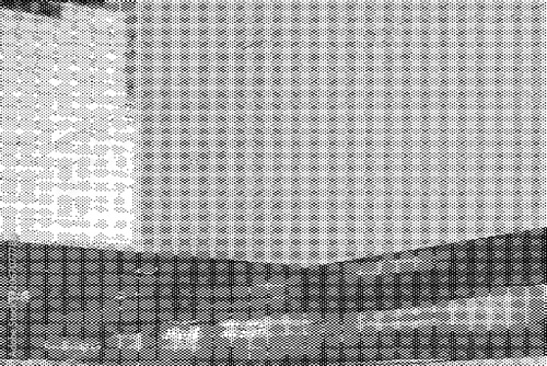 Halftone overlay of a building facade with fence or grid structure at the base on transparent background. Urban architectural texture, multiply blend ready.