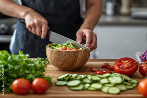 woman preparing salad