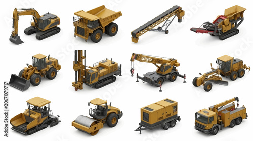 Foto Collection of heavy construction machinery and equipment.