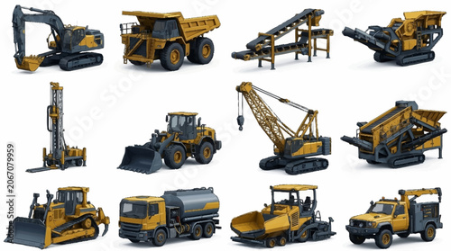 Fotografie Collection of heavy construction machinery and equipment.