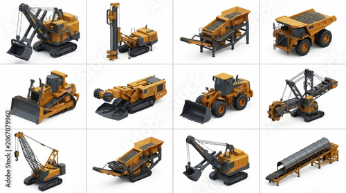 Photos Collection of heavy construction machinery and equipment.