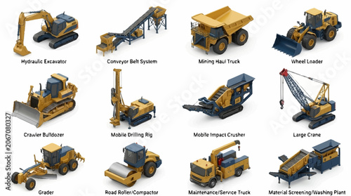 Konstfotografi Collection of Heavy Construction Machinery and Equipment.