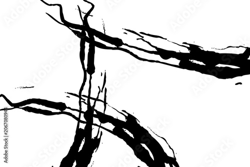 Fotografía Abstract expressionism black ink lines, dynamic vector brush strokes background