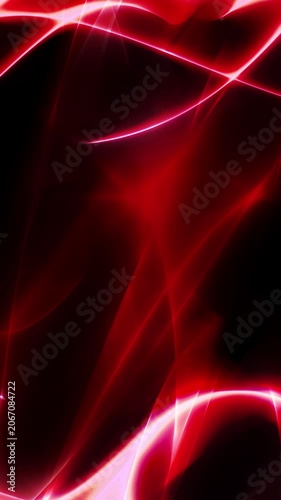 Intense Red Abstract Lines on Black 4K Loop features swirling glowing lines and lights with intense red colors against a dark background in a loop.