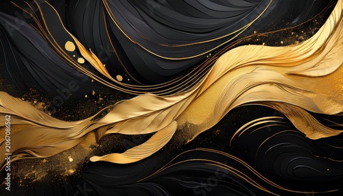 Abstract Background Black And Gold Dark Background Brush