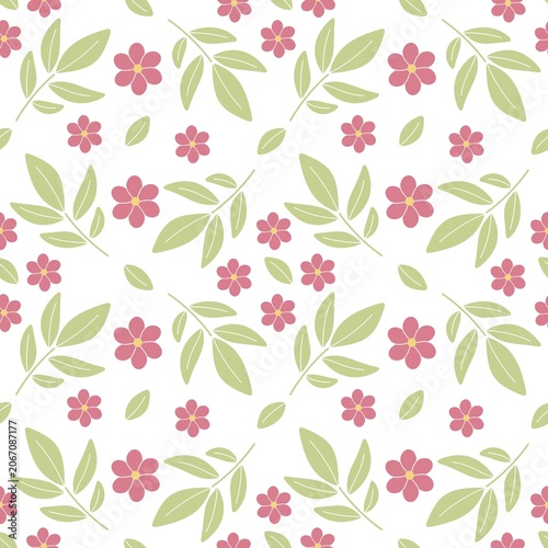 This is a seamless raster pattern with a delicate floral motif in a soft, pastel color palette. 