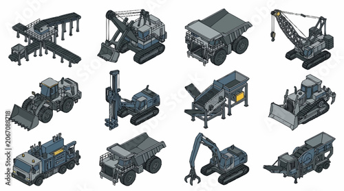 Foto Collection of heavy construction machinery and equipment.