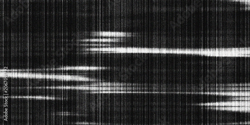 Black and white glitch texture background with vertical lines and analog static noise	
