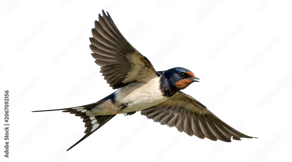 Fototapeta premium Barn Swallow Bird in Flight with Wings Spread