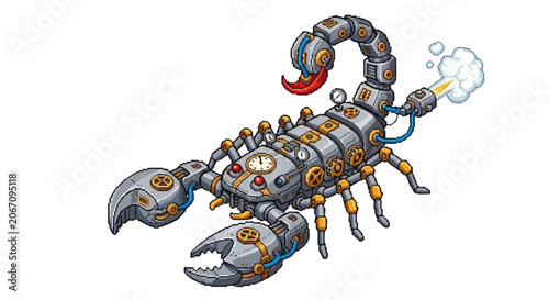 Bild auf Leinwand Steampunk Mechanical Scorpion Creature Illustration.
