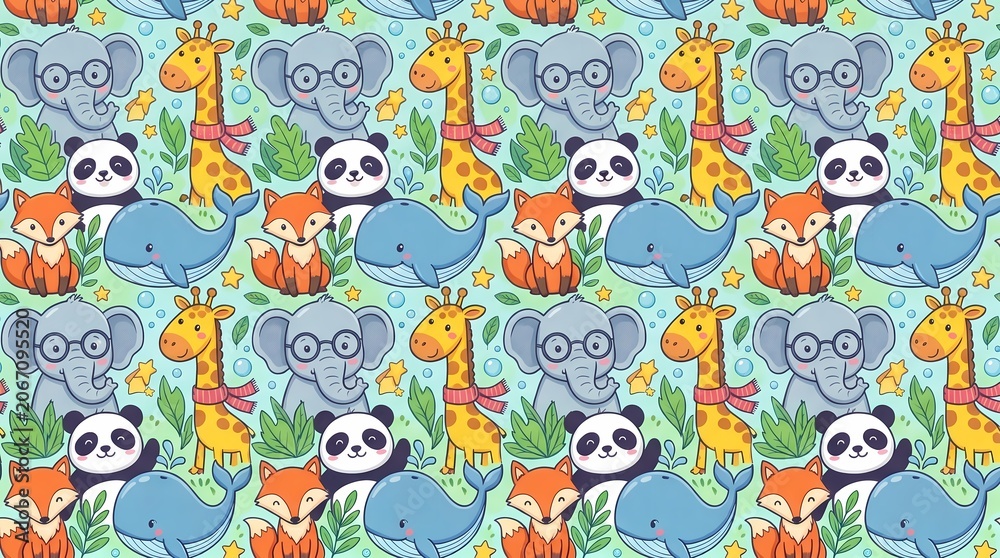 Naklejka premium seamless pattern with birds and flowers
