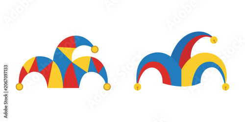 Fotografie Colorful jester hats vector illustration