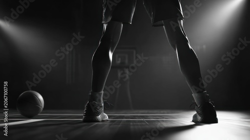 Basketball player in action dramatic monochrome sports imagery