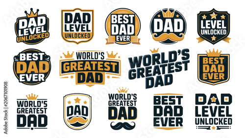 Fotografie Collection of vintage badges celebrating the best dad ever labels