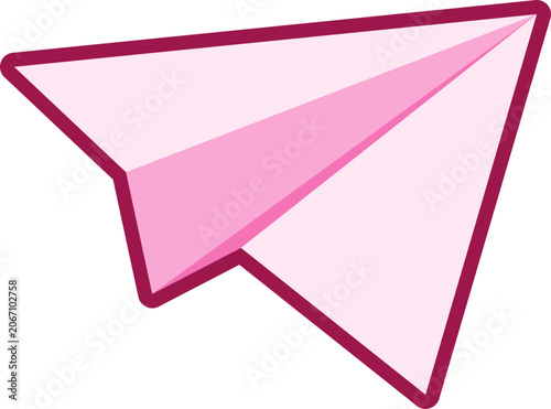 Pink Paper Airplane Icon Isolated on White Background Minimal Flat Vector Illustration