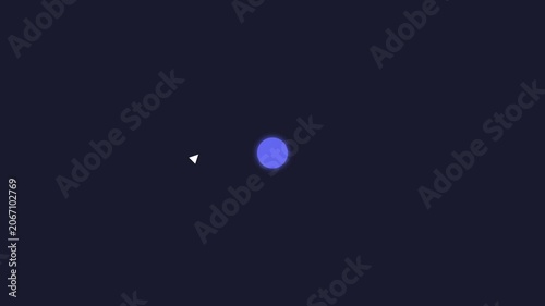Minimalist Animation of a White Triangle Approaching a Blue Circle.