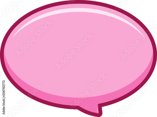 Pink Speech Bubble Vector Icon – Chat Message Communication Dialogue Symbol