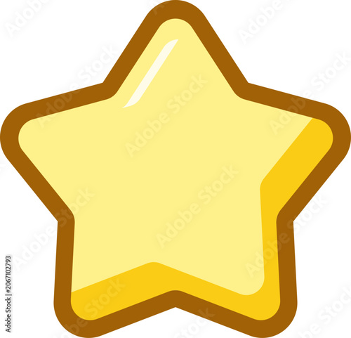 Yellow Gold Star Icon Isolated on White Background Cute Flat Vector Illustration