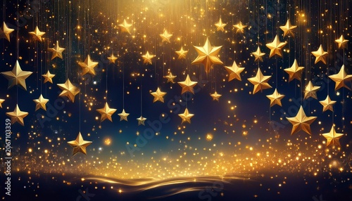 Celestial Splendor Unveiled D Gold Stars Rain Illustration Enchants
