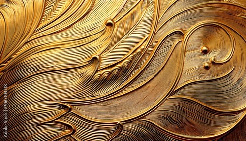 Ornate Golden Texture Background A Detailed Close Up Of An Ornate Golden Texture Featuring Intricate Floral And Swirl Patterns