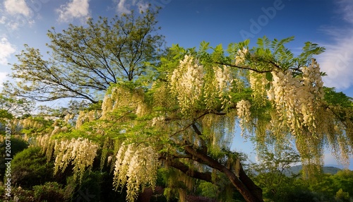 Sophora Japonica With Weeping Floral Display In Spring