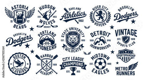 Photos Collection of vintage sports team logos and athletic mascots