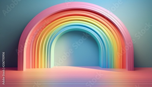 Pastel Rainbow Archway Display Podium