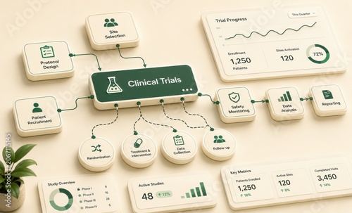 Clinical Trials Management System Flowchart Showing Research Process and Data Analysis