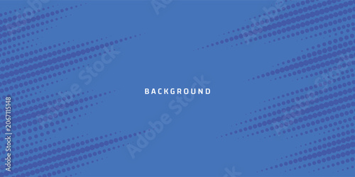 Abstract Blue Halftone Dot Pattern Background with Dynamic Futuristic Diagonal Speed Lines and Center Copy Space Texture