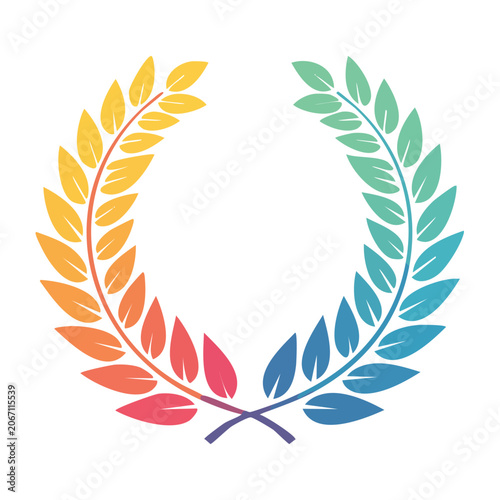 Rainbow laurel wreath vector illustration