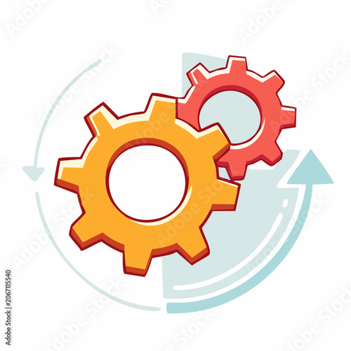 Interlocking Gears and Circular Arrows Symbolizing Process and Workflow