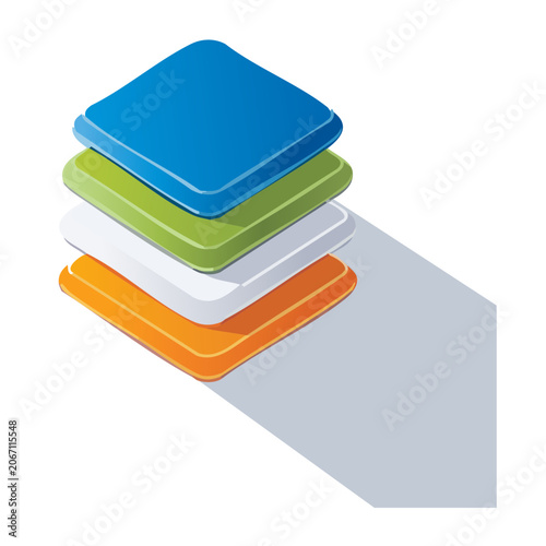 Stacked colored squares with shadow