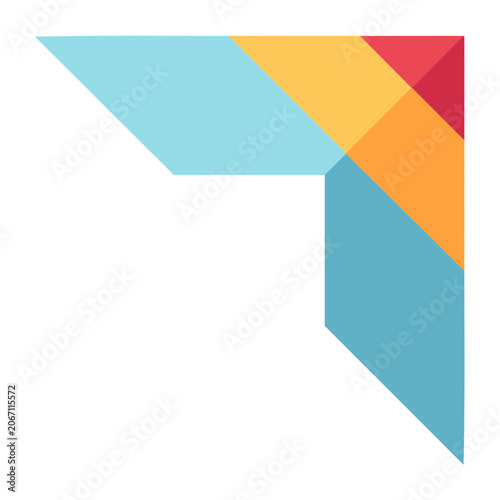Abstract geometric corner element with colorful shapes