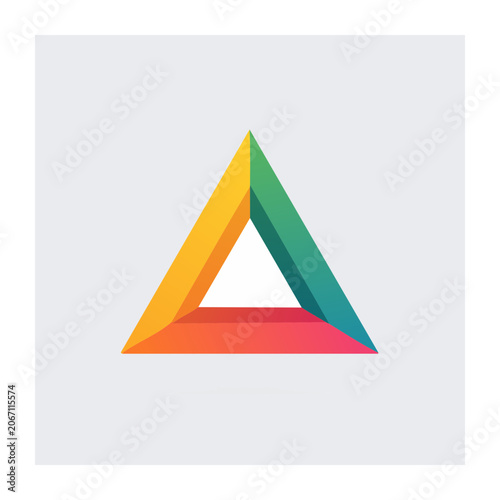 Abstract geometric triangle with gradient colors on light background