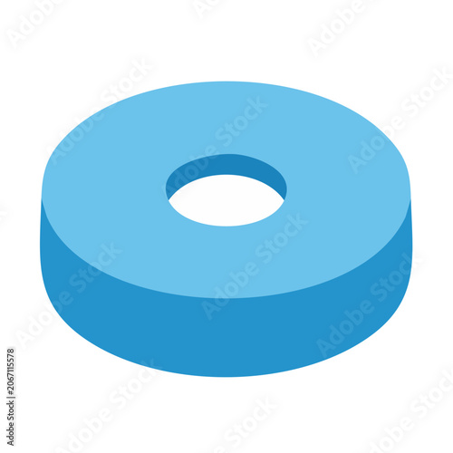 Blue rubber washer icon on transparent background