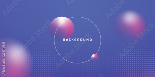 Abstract Purple and Blue Halftone Dot Pattern Background with Modern Fluid 3D Sphere Ball Shape and Geometric Circle Texture Backdrop
