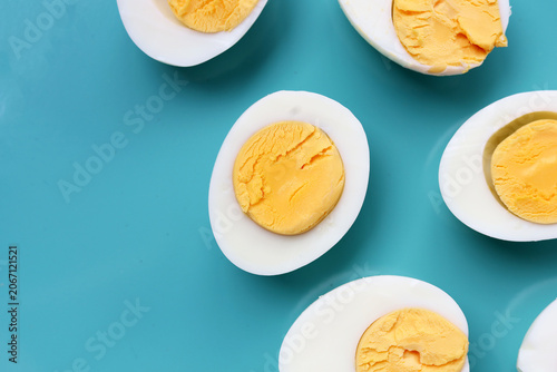 Obraz na płótnie Hard boiled egg halves as a high protein nutrient source