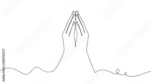 Konstfotografi Minimalist Line Art Praying Hands Gesture, Hope, Faith, Spirituality, Gratitude