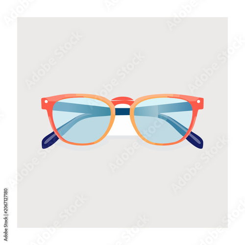 Orange and blue eyeglasses flat illustration