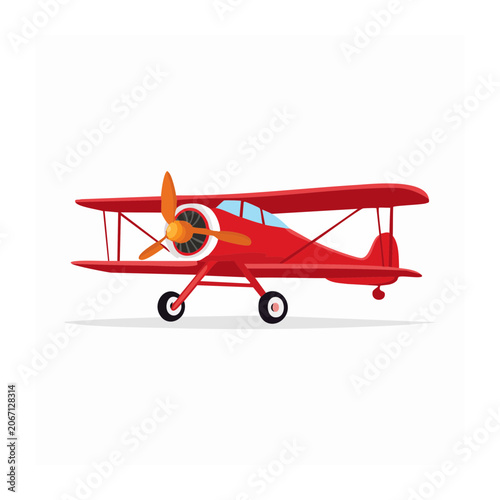 Red vintage biplane illustration
