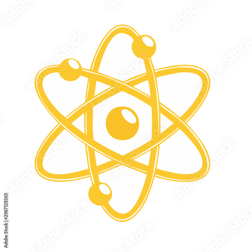 Yellow atomic symbol icon on transparent background
